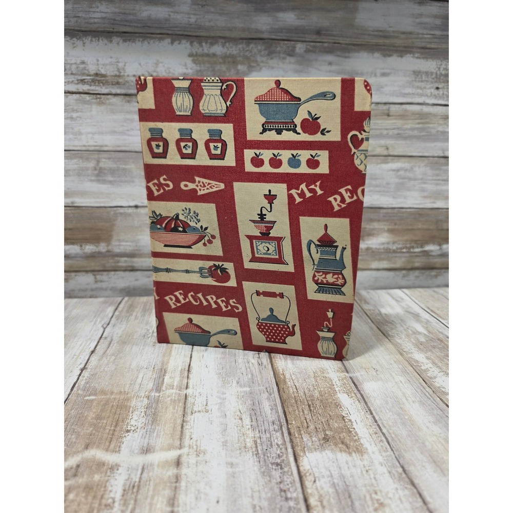 Vintage Red Kitchen Recipe Binder Organizer Retro Illustrations 7x9 with Recipes